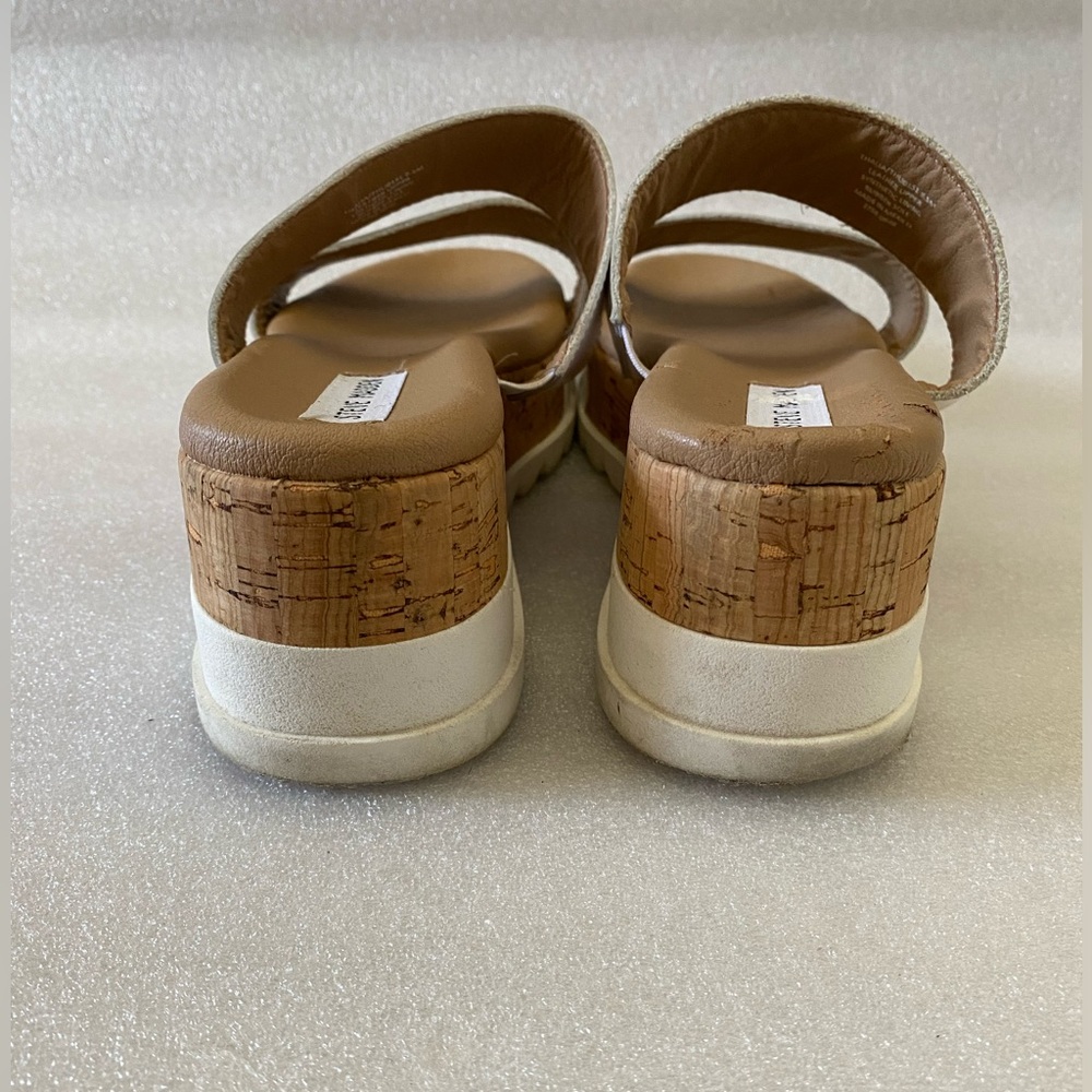 Steve Madden Thalia White Cork Wedge sandals size 9.5 - Picture 5 of 7